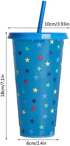 MESSIYO Креативна Чаша за Вода Star Cup PP Пластмаса Слама Чаша Star Пластмасова Прозрачна Слама чаша 710 мл, Чувствителна
