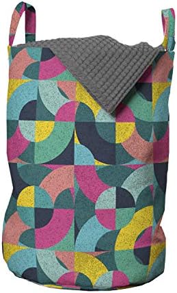 Геометрична чанта за дрехи Ambesonne, Извити Разноцветни ивици в стил мозайка под формата на Полудуги в стил гръндж,