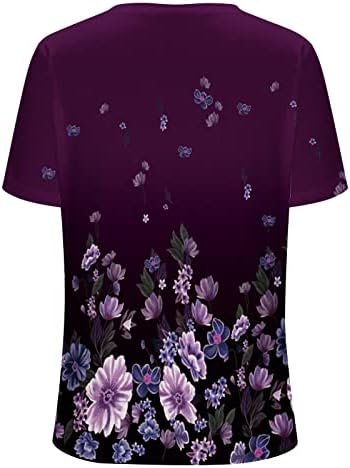 Меки Удобни Дрехи с Къс Ръкав, Памучен Блуза с V-образно деколте и Цветен Модел, Риза за Жени, Лятна Есенна Тениска X1