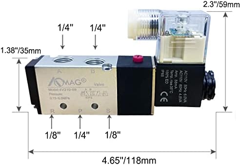 Пневматичен Електромагнитен клапан AOMAG 1/4 PT 4V210-08 ac 110 с единична намотка, Управляван от електрически люк, 2-Позиция 5-Шасито Тип на свързване