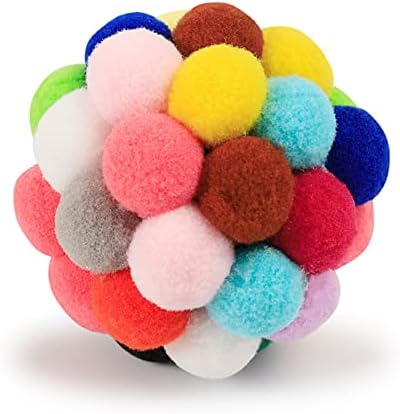 COMEONE Bell Toys Ball (3 опаковки) - Цветни плюшени топки, Вграден звънец за котки, Интерактивни детски играчки за дъвчене