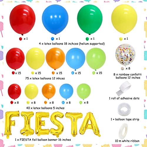 Фиеста Балон Венец Арка Комплект 130 Опаковка Мексиканска Фиеста Рожден Ден Детски Душ Вечерни Украса с Балони от Фолио
