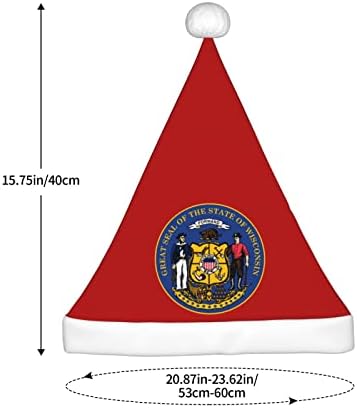 Коледна Шапка ZALTAS Seal of Wisconsin За Възрастни, Удобни Меки Шапки на Дядо Коледа За Коледа, Нова Година, Празнични