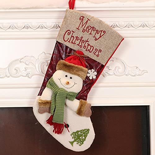 Коледни Чорапи, Комплект от 2 Дядо Коледа и Снежен човек, Украси за семейна почивка и Коледно парти