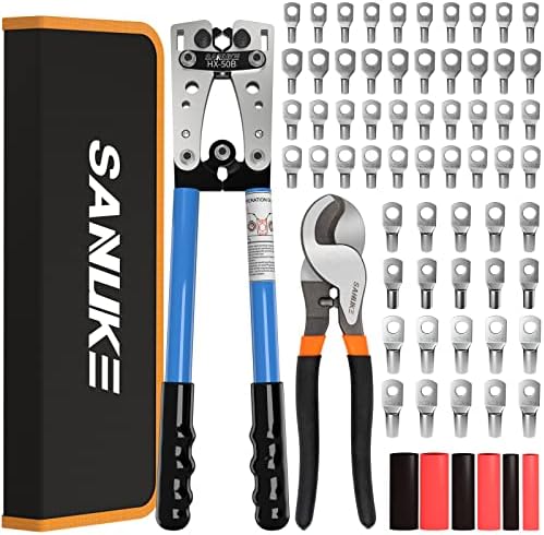 Ножица за кабел Sanuke и Набор от инструменти за кримпване на накрайници на Акумулаторни кабели с Преносими чанта, Обувки