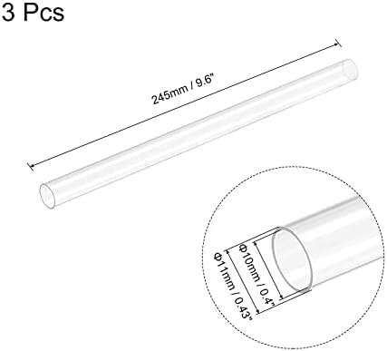 Пластмасова тръба MECCANIXITY от твърд поликарбонат Кръгла Прозрачна 0,4(10 мм) ID 0,43 (11 мм) OD 9,6 (245 мм) Ударопрочная