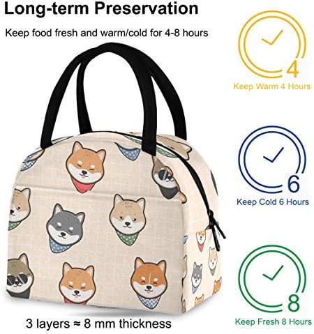 Случайна чанта за обяд Дамски - Сладко Японски Кученце Shiba, Големи Запечатани Торби за Обяд с плечевыми ремъци за Пикник