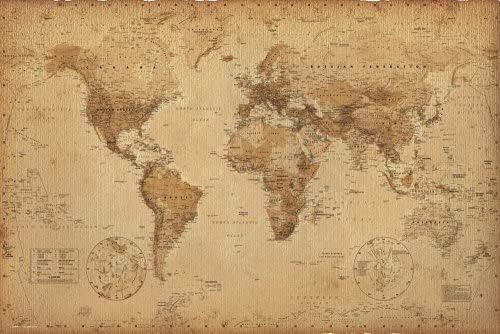Карта на света (Античен) Арт-плакат 24x36