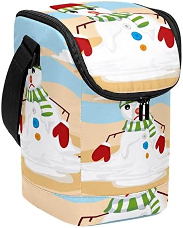 Чанта за Обяд за Жени и Мъже, Утепленная Коледна Чанта за Обяд под формата на Тающего Снежен Човек с Регулируем пагон