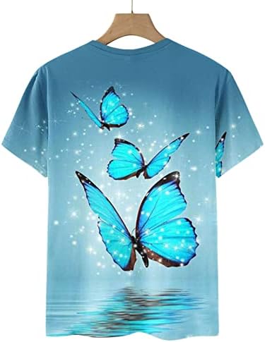 BEUU Летни Ризи с принтом Пеперуди за Жените, Свободна Ежедневни Шифоновая Тениска с Къс Ръкав, Дамски Тениска, Блуза,