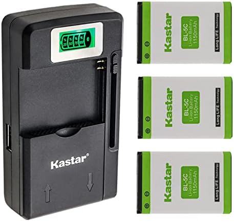Батерия Kastar 3-Pack BL-5C и умно LCD зарядно устройство за смяна на NGM Lilian, Clio, Dandy, Joy, Maxx, Oscar, Oscar