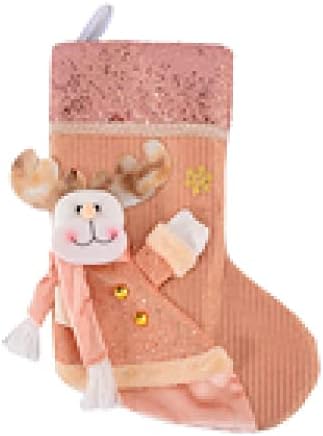 Украса на Коледната елха NC, Украшенное Розови Коледни чорапи с пайети Снежен човек