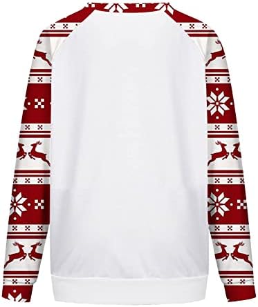 Коледна Дамски Hoody, Пуловер с кръгло деколте и дълги Ръкави във формата на Снежинки, Забавна и Сладка Дебела Вязаная