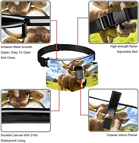 Поясная чанта за животни, Едър Рогат добитък, Коне, Прерия, с 4 Джоба с Цип, Подаръци за спорт, Тренировки, Пътувания,