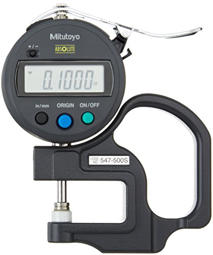 Цифров дебелометрия Mitutoyo 547-500 S с плоска наковалнята, стандартен тип ID-S, Range инча/показатели 0-0,47 (0-12