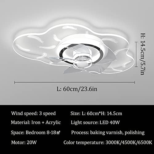 Вентилатори CUTYZ с Лампи,Детски вентилатор на Тавана със Светлина, Спалня, Тих Led Лампа с Регулируема яркост, 3 Скорости,