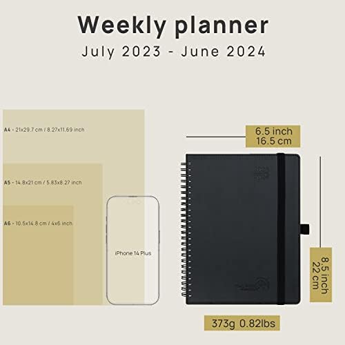 POPRUN Planner 2023-2024 (6,5 x 8,5) Календар на учебната година (юли 2023 - юни 2024) с часови интервали, Седмичен и
