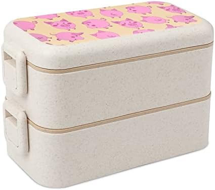 Кутия за Обяд Pink Pig Double Stackable Bento Модерен Контейнер за Bento с Набор от Съдове за готвене