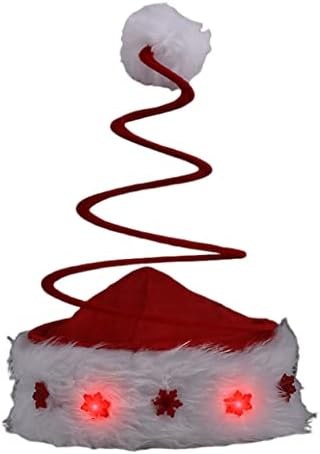 блестяща, еластична червената шапчица Дядо Коледа под формата на елхи с мигащи снежинками