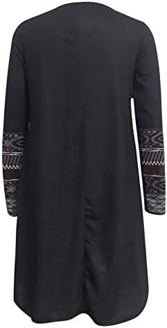 JJHAEVDY, женски ретро модерен случайни пуловер с кръгло деколте и принтом, свободно рокля с дълъг ръкав