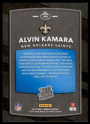 2017 Donruss 349 Алвин Камара New Orleans Saints Рейтинг на футболната карта начинаещ