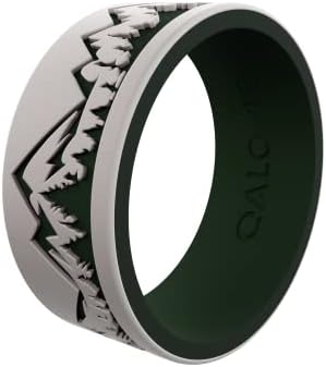 Мъжки Гумени силикон пръстен QALO, Страты Frost & Forest Ridgeline, Годежен пръстен от силиконов каучук, Дышащее, Трайно