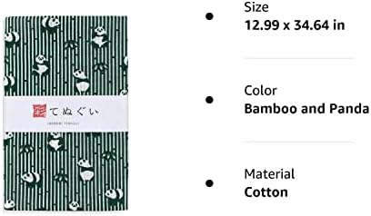 Японското Традиционно кърпа KOMESICHI irodori Tenugui Бамбук и Панда 12,99 x 34,64 инча с инструкция Tenugui Iroha на