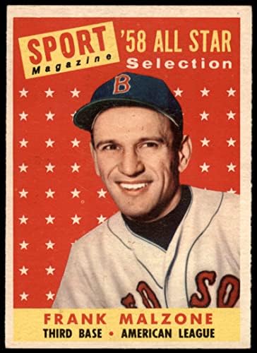 1958-Добрият играч на всички звезди № 481 Франк Малзоне Бостън Ред Сокс (бейзболна картичка), БИВШ играч на Ред Сокс