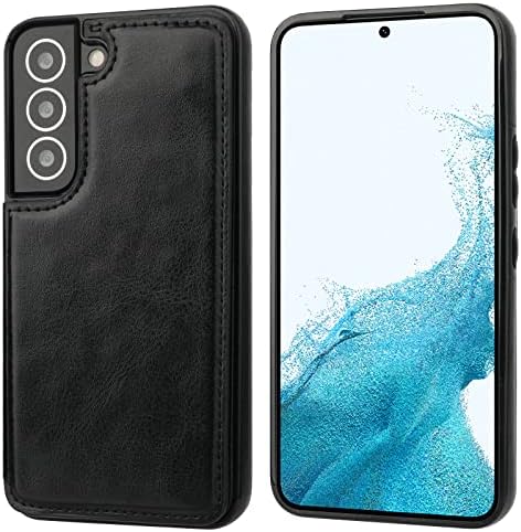 Onetop е Съвместим с Samsung Galaxy S22 Чанта-портфейл с държач за карти, калъф-поставка от изкуствена кожа с отделения
