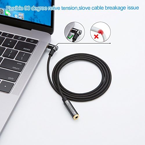 CableCreation Удлинительный кабел за слушалки 3.5 мм, аудио кабел TRRS 6 фута 3,5 мм за мъже и жени, стереокабель, Правоъгълен