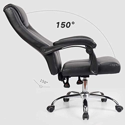 Офис стол Ygqbgy - Кожен Офис /Компютърен стол с Подлакътници, Ергономичен Въртящо се кресло