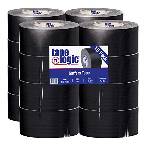 Aviditi Tape Logic 3 инча x 60 ярда Универсална черно тиксо, с дебелина 11,0 Mils, опаковки от 16 парчета, лесно е препълнен,