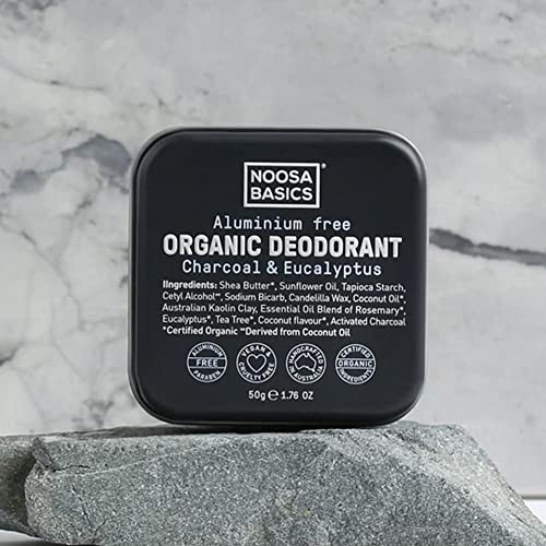 Органичен крем-дезодорант Noosa Basics с активен въглен - Дървени въглища и евкалипт - 1,76 оз - Без алуминий - Произведени