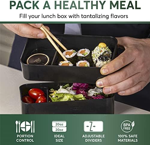 Обяд-бокс Умами Bento Box за възрастни с кухня, голям, 40 грама, Универсални Контейнери за обяд с отделения за приготвяне