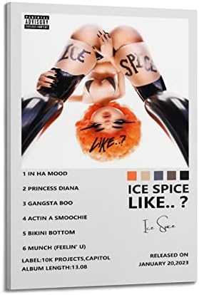 Плакат Ice Spice, Подобен на обложката на албума, плакат на платно, плакат и монтиране на изкуството с Картинным Принтом,