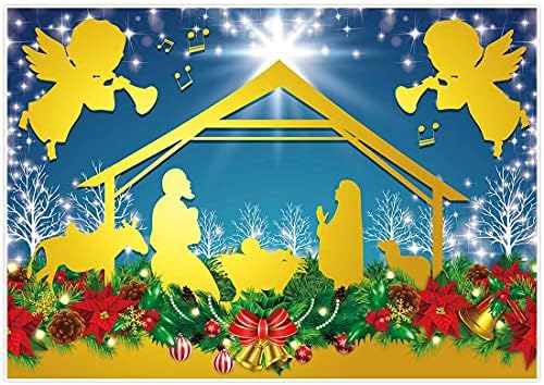 Allenjoy 7x5 фута Коледа на Исус, на Фона на Светата нощ, Ангели, Сцена с Яслями, на Фона на Християнската Коледно парти