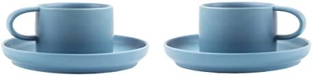 Чаши за кафе и чинии от гранитогрес в скандинавски стил - Комплект от 2 чаши и 2 блюдец в опаковка - Различни цветове