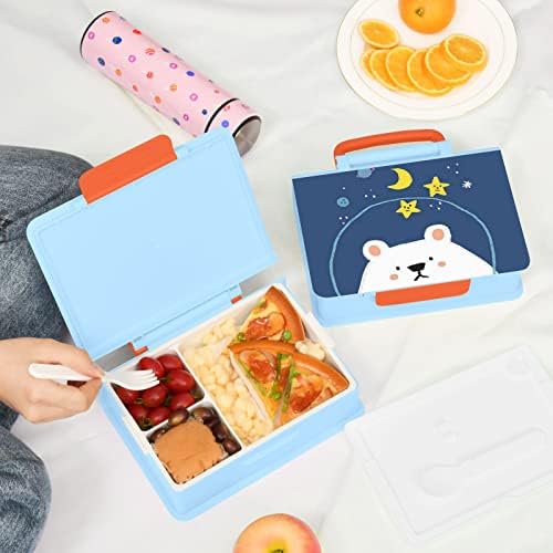 Кутии за Bento SUABO Polar Bear за Възрастни /Деца, Фланец Ланчбокс, Сини Контейнери за Обяд за Работа/Училище /Пикник