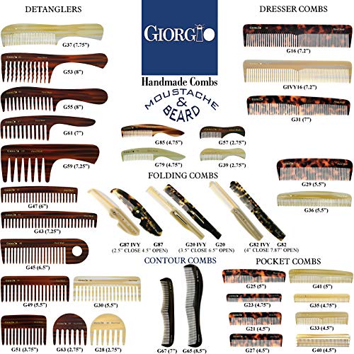 Малък покет гребен за коса Giorgio G41 с две зъби, гребен с фини /широки зъби За косата, брадата и мустаците, гребен