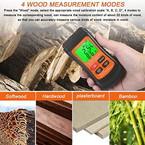 Измерване на Влажност на дървесина, Автоматично Изключване LCD Дисплей Ръчен Детектор за Влажност Двойна Защита на Висока