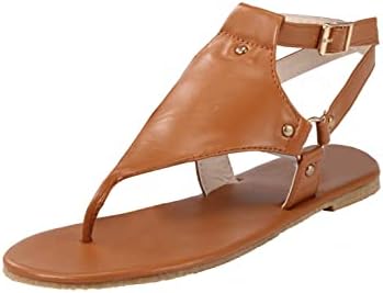 UQGHQO / Дамски Елегантни Летни сандали, Дамски чехли, Римски Чехли с каишка на щиколотке, Класически обувки на плоска