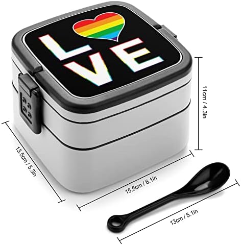 Гей Любов Дъга ЛГБТ Обяд-Бокс Преносим Двуслойни Bento Бокс с Голям Капацитет на Контейнера за Обяд Хранителната Контейнер