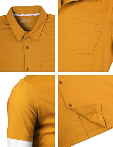 H2H Мъжки Ежедневни Памучни Ризи Slim Fit с дълъг / Къс ръкав от Джърси копчета