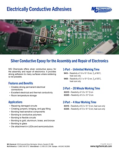 Сребро Епоксидни лепила MG Chemicals 8330S, висока проводимост, 4 супени Време на работа, 173 г, Набор от епоксидна смола