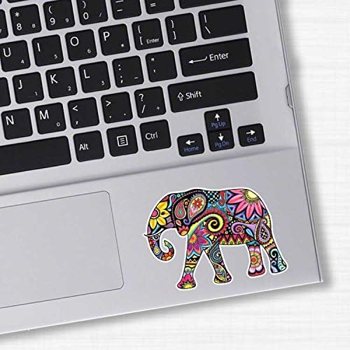 Стикер с Слон Малко Колоритен Стикер от Megan J Designs™ - Стикер за лаптоп, Стикер На Прозореца на Колата, Vinyl Стикер