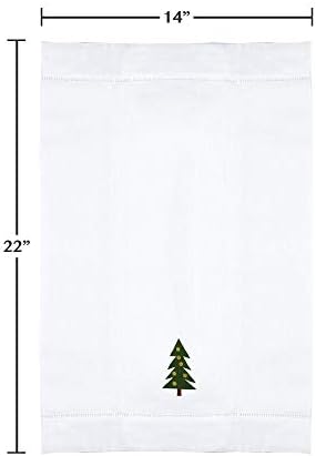 Saro Lifestyle Дизайнерско Ленено Памучно Кърпа за гости с бродерия под формата на елхи, Сшитое по дъното (комплект от