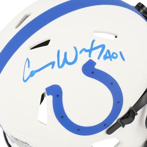 Мини-Каска Carson Wentz Indianapolis Colts с Автограф Riddell Lunar Eclipse Alternate Speed Mini Helmet - Мини-Каски