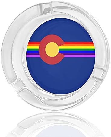 Флаг ЛГБТ Колорадо Модерен през Цялата Стъклен Пепелник Преносим Декоративен Държач За Пури, Цигари, Пепелници За Домашния