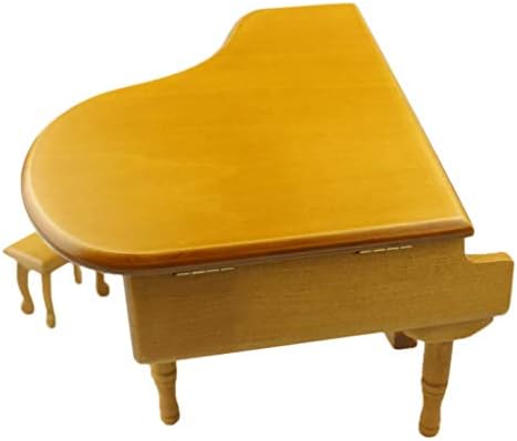 Жълт Музикална Ковчег в формата на Пиано HMGGDD, Творчески Подарък за Рожден Ден с Малко Табуретом, Музикална Ковчег