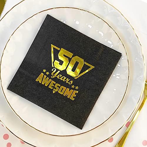 почистващи Кърпички за 50-ия Рожден ден За парти, Черно злато Кърпички За торта с Коктейльным напитка, Зашеметяващи Декорации
